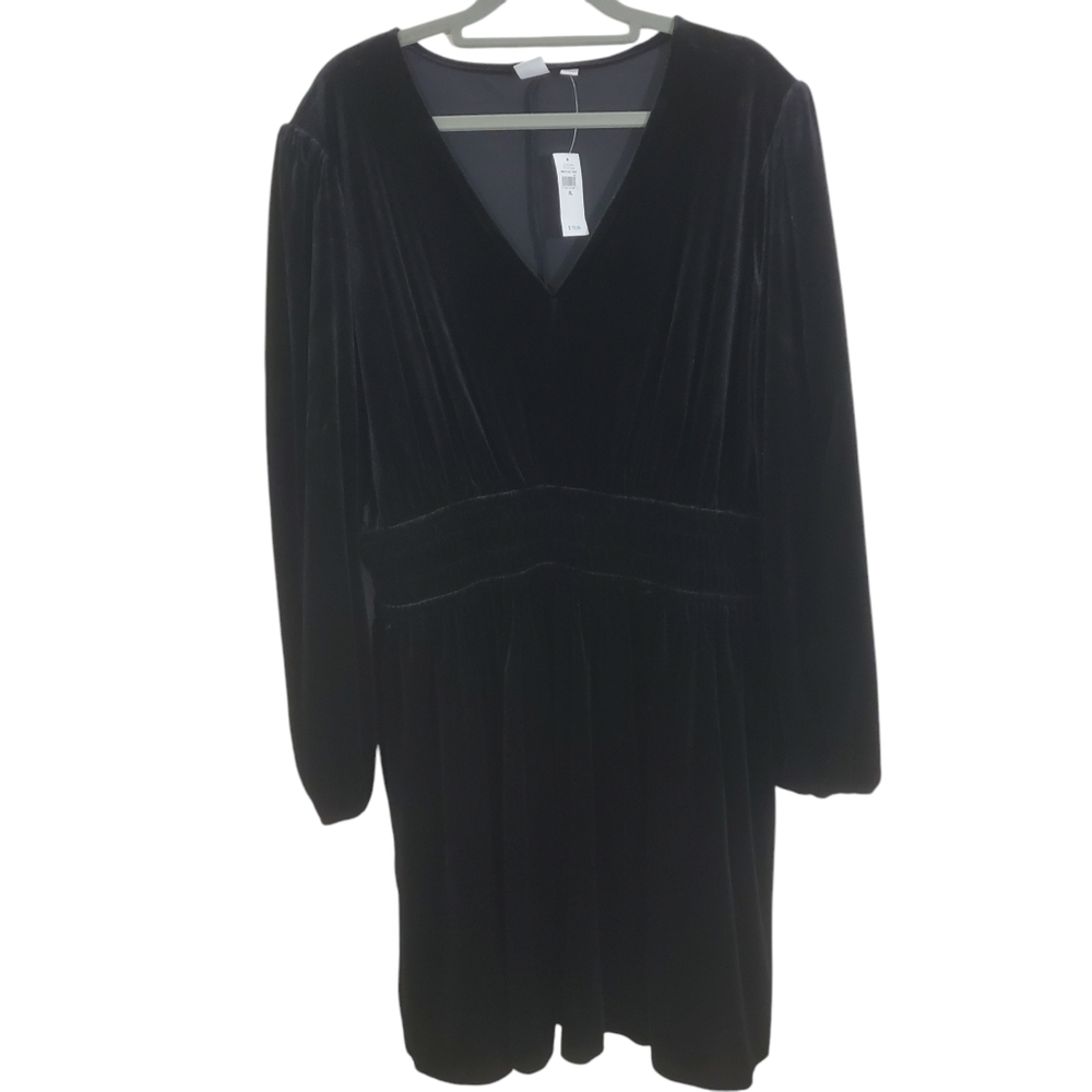 NWT GAP Velvet Mini Dress Black Size XL Evening Party Event LBD Whimsigoth Boho